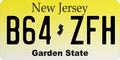 NJ license plate B64ZFH