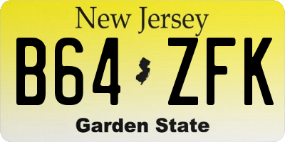 NJ license plate B64ZFK