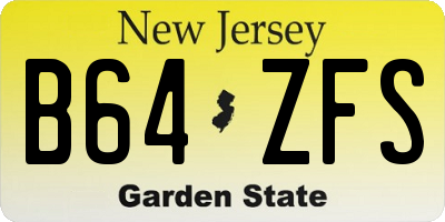 NJ license plate B64ZFS