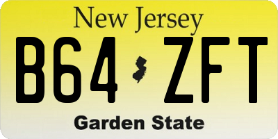 NJ license plate B64ZFT