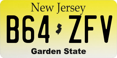 NJ license plate B64ZFV