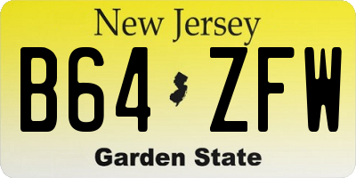 NJ license plate B64ZFW