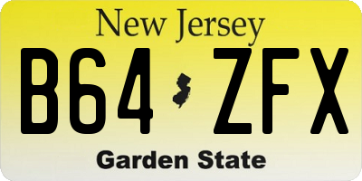 NJ license plate B64ZFX