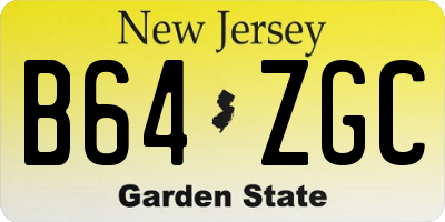 NJ license plate B64ZGC
