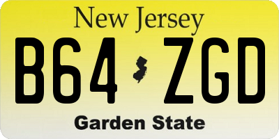 NJ license plate B64ZGD