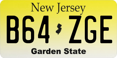 NJ license plate B64ZGE