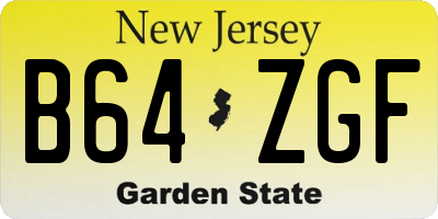 NJ license plate B64ZGF