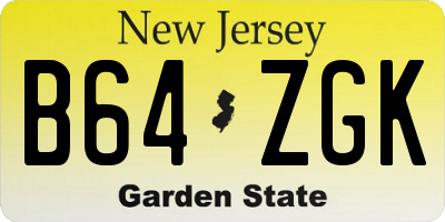 NJ license plate B64ZGK
