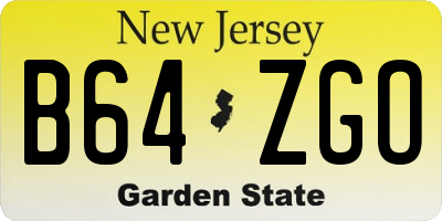 NJ license plate B64ZGO