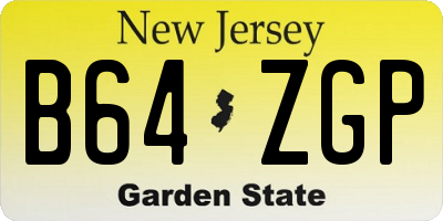 NJ license plate B64ZGP
