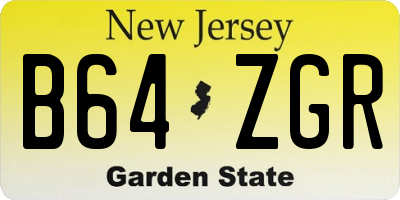 NJ license plate B64ZGR