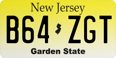 NJ license plate B64ZGT