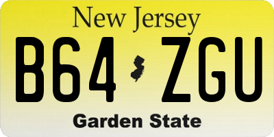 NJ license plate B64ZGU