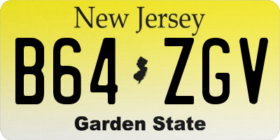 NJ license plate B64ZGV