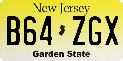 NJ license plate B64ZGX