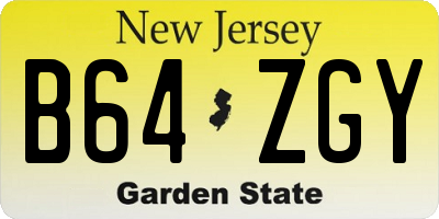 NJ license plate B64ZGY