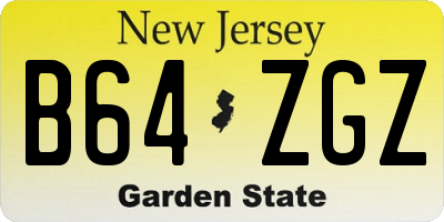 NJ license plate B64ZGZ