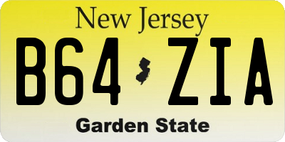 NJ license plate B64ZIA