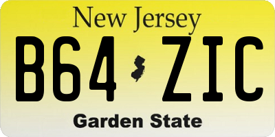 NJ license plate B64ZIC