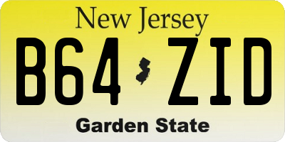 NJ license plate B64ZID