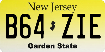 NJ license plate B64ZIE