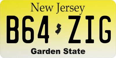 NJ license plate B64ZIG