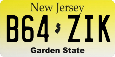 NJ license plate B64ZIK