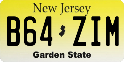 NJ license plate B64ZIM