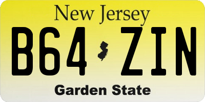 NJ license plate B64ZIN