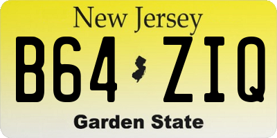 NJ license plate B64ZIQ