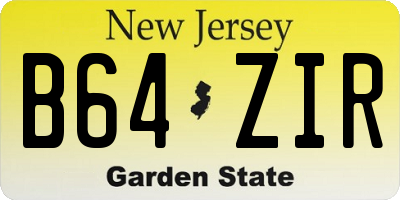 NJ license plate B64ZIR