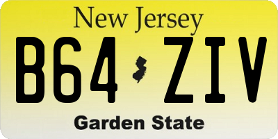 NJ license plate B64ZIV