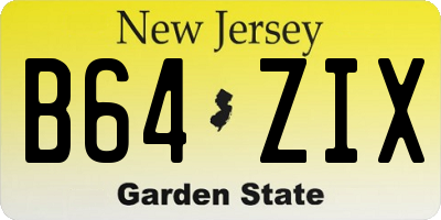 NJ license plate B64ZIX