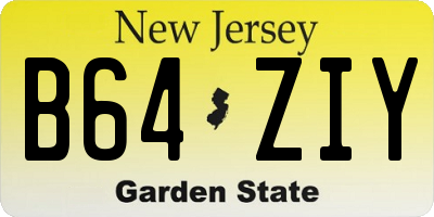 NJ license plate B64ZIY