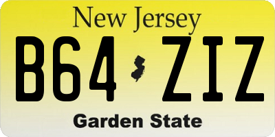 NJ license plate B64ZIZ