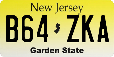 NJ license plate B64ZKA