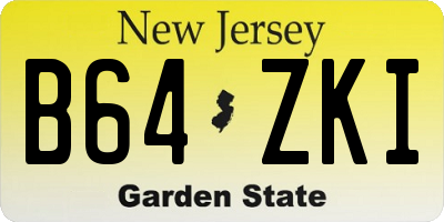 NJ license plate B64ZKI