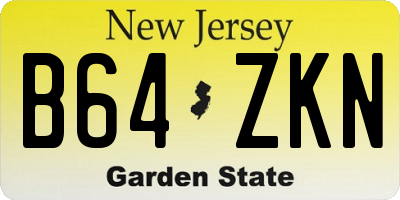 NJ license plate B64ZKN