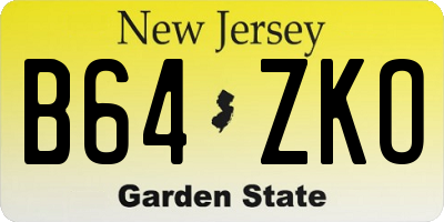 NJ license plate B64ZKO