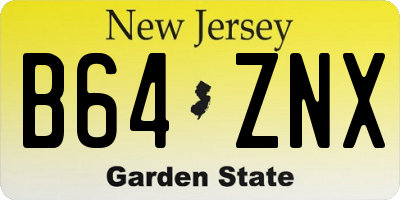 NJ license plate B64ZNX