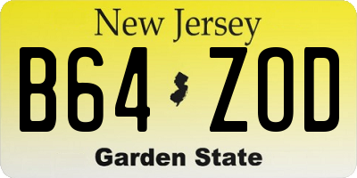 NJ license plate B64ZOD