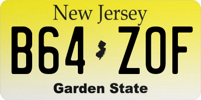 NJ license plate B64ZOF