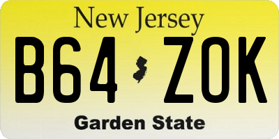NJ license plate B64ZOK