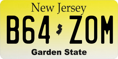 NJ license plate B64ZOM