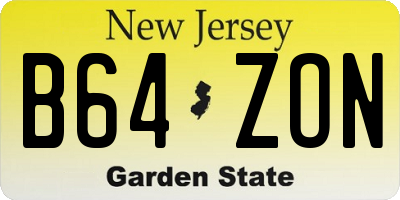 NJ license plate B64ZON