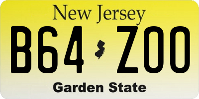 NJ license plate B64ZOO