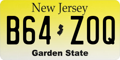 NJ license plate B64ZOQ