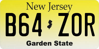 NJ license plate B64ZOR