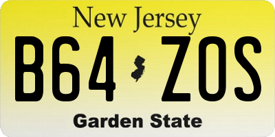 NJ license plate B64ZOS