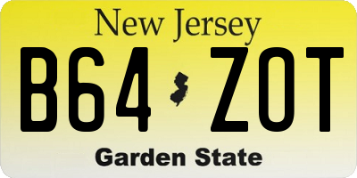 NJ license plate B64ZOT